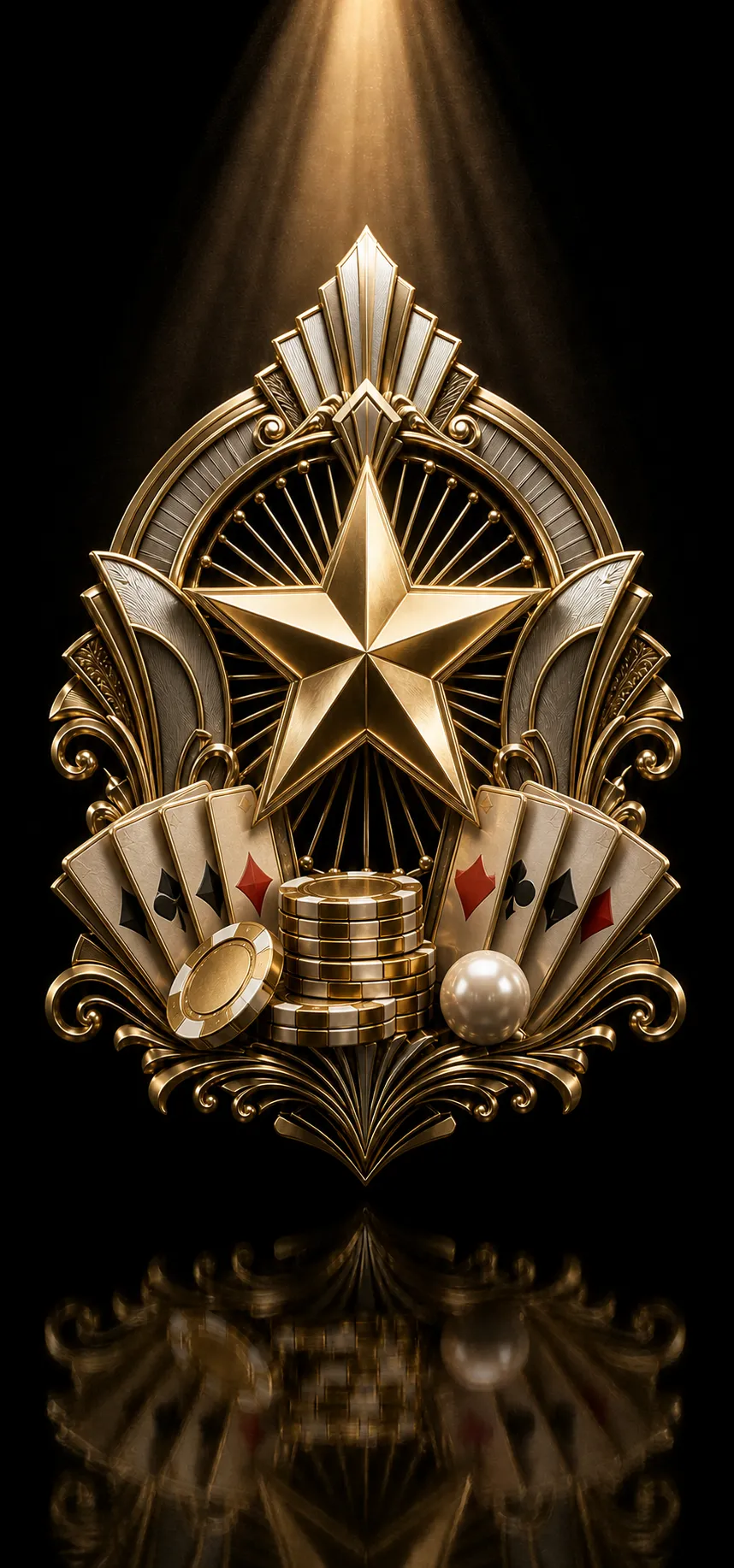 Marvel Casino — złota gwiazda kasyna z kartami, żetonami i kulą ruletki